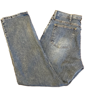 Wrangler light blue straight leg jeans.